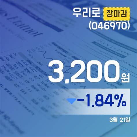 장마감보고서 21일 우리로주가 3200원으로 장 마감