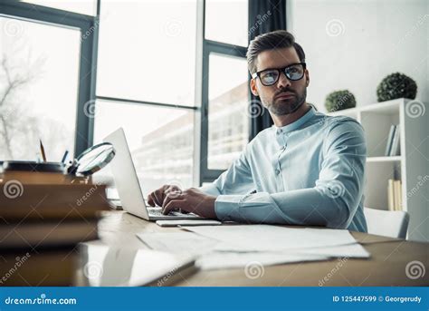 Handsome Businessman Working Stock Image Image Of Office Businessman 125447599