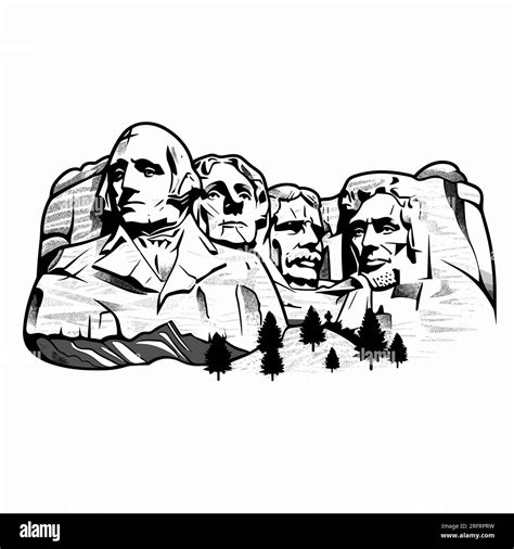 Mount Rushmore Hand Drawn Comic Illustration Mount Rushmore Vector