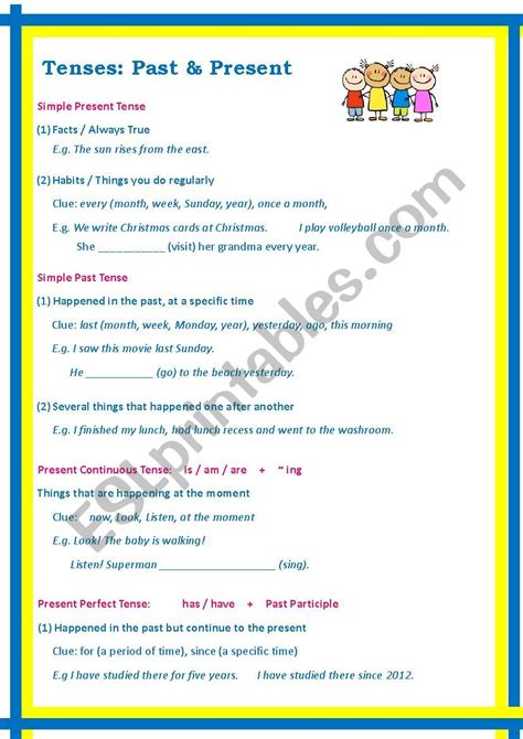 Tense_Past & Present - ESL worksheet by kenchan