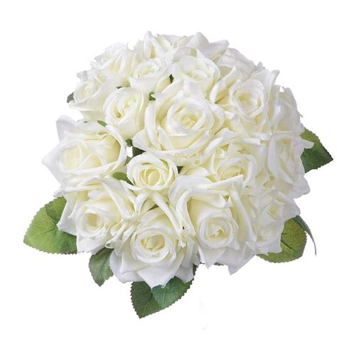 Artificial Flowers Rose Bouquet 2 Pack Fake Flowers Silk Plastic ...