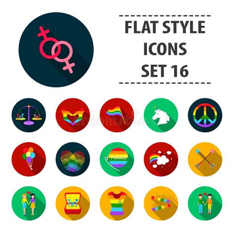 Gay Set Icons In Flat Style Big Collection Gay Vector Symbol Stock Illustration Stock Vector