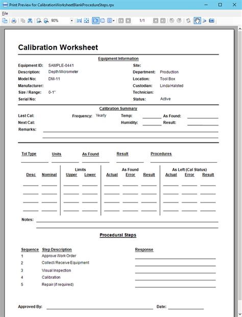 Using Calibration Worksheets | Calibration Control