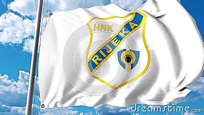 Waving Flag with HNK Rijeka Football Club Logo. 4K Editorial Clip Stock ...