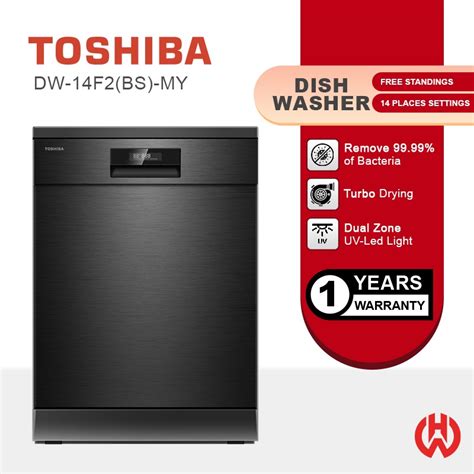 Toshiba Dishwasher Dw F Bs My Black Freestanding Shopee Malaysia