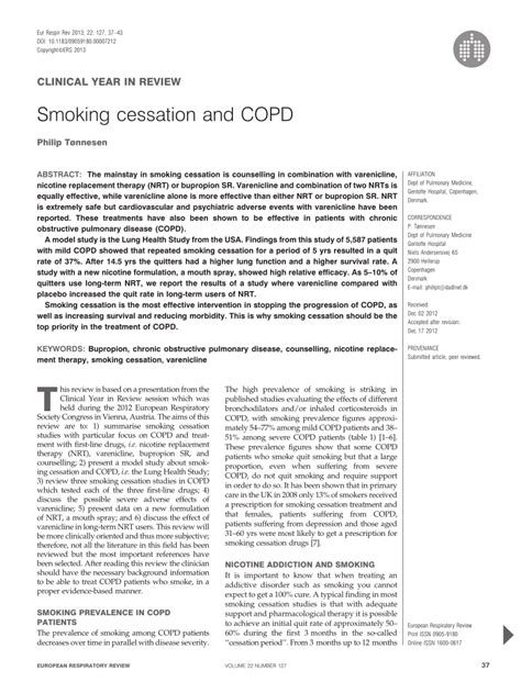 Pdf Smoking Cessation And Copd