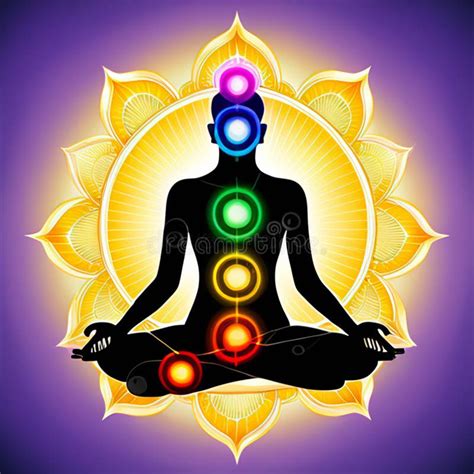 Human Energy Body Aura Chakra In Meditation Meditating Human In