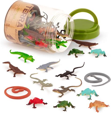 Terra by Battat – 60 Pcs Lizards Animal Tube – Realistic Plastic Animal