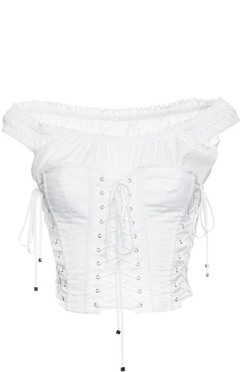 Dolceandgabbana Cotton Poplin Off The Shoulder Corset Top Fashion