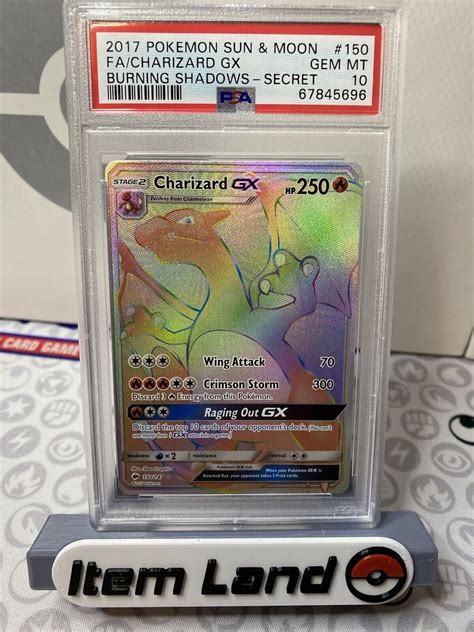 Pokemon Burning Shadows Charizard Gx Secret Rainbow Rare