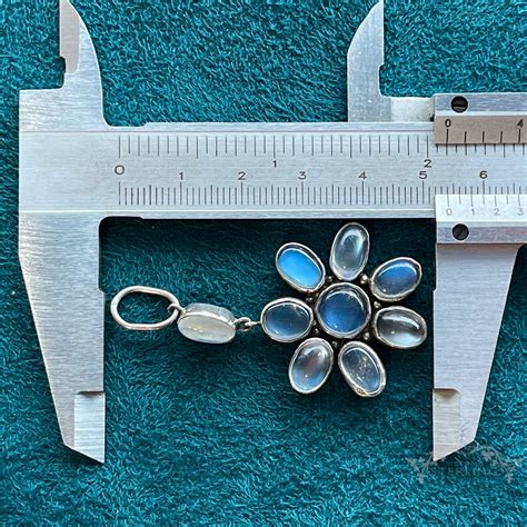 Antique Silver Moonstone Pendant Flower - Victoria Sterling