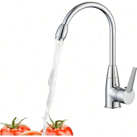 Ballshop Hot Cold Water Modern Kitchen Sink Mixer Taps Swivel Spout Dual Lever Tap Mono Chrome