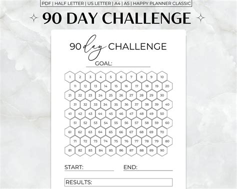 90 Day Challenge Printable, 90 Day Goal Tracker, Monthly Goal Planner ...