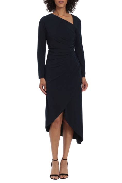 Maggy London Asymmetrical Neckline Midi Dress