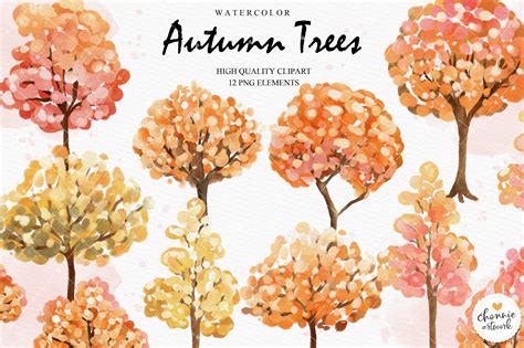 Autumn trees clipart | Illustrations ~ Creative Market