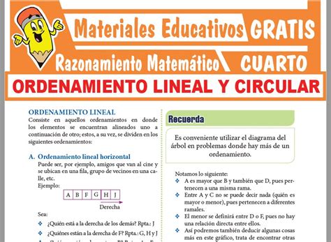 Ejercicios De Ordenamiento Lineal Y Circular Para Cuarto De Secundaria