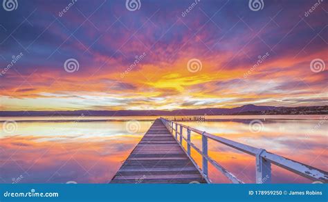 Lake Illawarra Sunset stock photo. Image of lake, jetty - 178959250