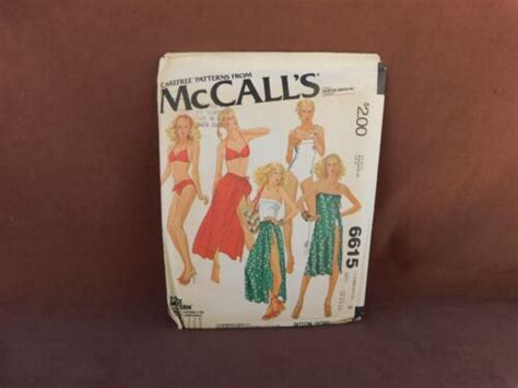 Vtg McCalls Misses Bathing Suit Bikini Skirt Coverup Bag Sizes Uncut EBay