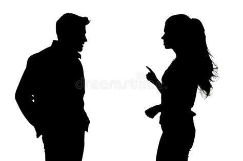 A Black Silhouette of a Couple Arguing Stock Illustration - Illustration of confrontation ...