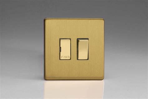 Varilight Flat Plate Screwless Brushed Brass A Switched Fused Spur