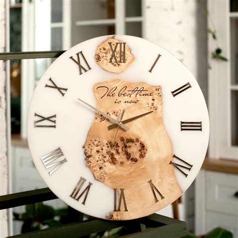 Epoxy And Wood Wall Clock Coquette Room Decoration Handmade Etsy