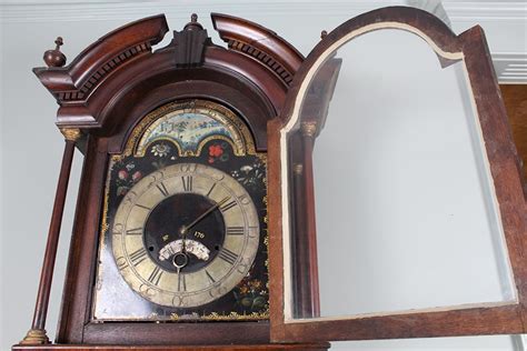 8 Ft Antique Oak Tall Case Clock Ebth