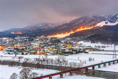 Furano, Japan Winter Cabins Stock Image - Image of sapporo, scenery ...