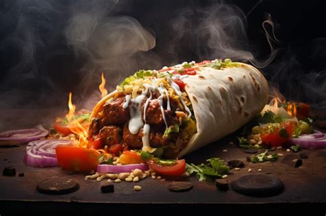 Premium AI Image Hot Delicious Shawarma With Meat Fresh Veggies