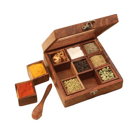 Buy 9 In 1 Handcrafted Wooden Masala Box Online At Best Price In India