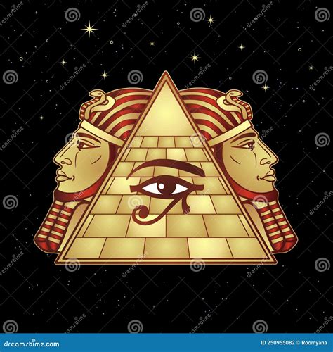 Animation Drawing Symbol Of Egyptian Pyramid Eye Of Horus Profile Of