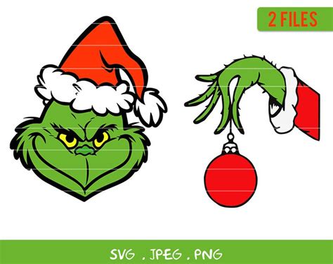 Christmas Grinch Face Svg Bundle Grinch Hand Christmas | Etsy