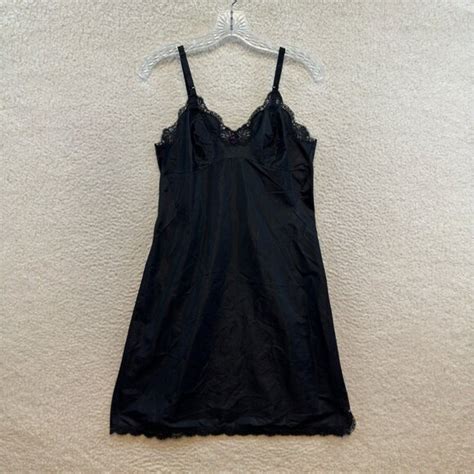 Sears Intimates Sleepwear Vintage Sears Slip Dress Chemise Lingerie L Large Black