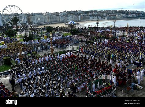 Thousands Of Tamborilleros Wearing Their Uniforms Take Part In The