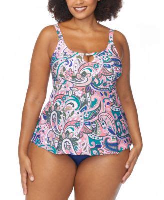 Raisins Curve Trendy Plus Size Shoreline Keyhole Tankini Top Costa Ruched Bikini Bottoms Macy S