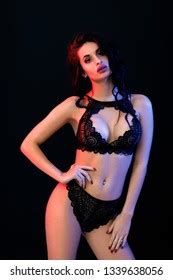 Sexy Woman Lace Black Sensual Lingerie Stock Photo