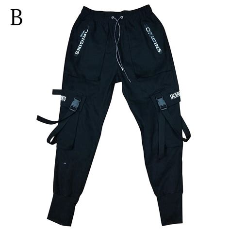 Kaufe Männer Hip Hop Black Cargo Hose Jogger Jogginghose Overalls