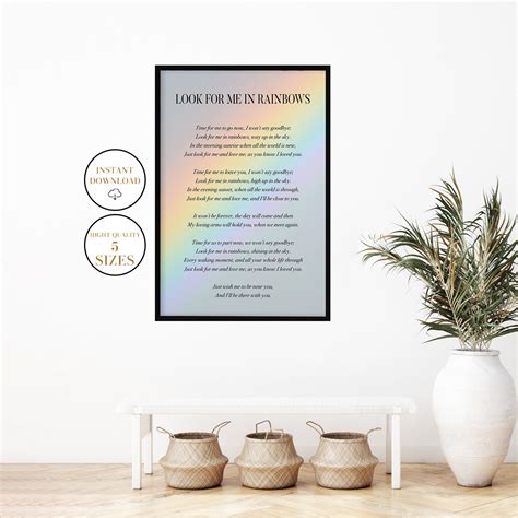 Look For Me In Rainbows Funeral Poem Memorial Gift Etsy