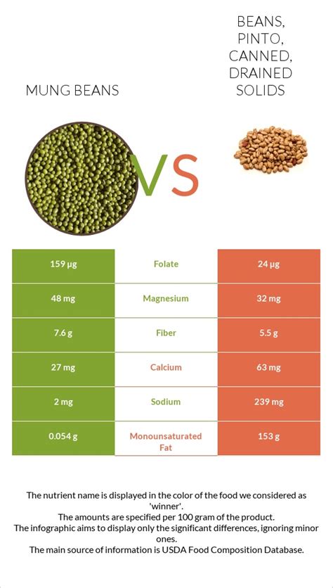 Mung Beans Vs Beans Pinto Canned Drained Solids — In Depth