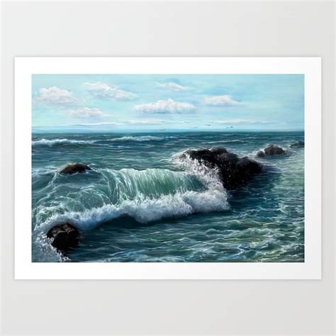 Original Oil Painting Showing Waves 264 Art Print by Ramiro_Elmer ...