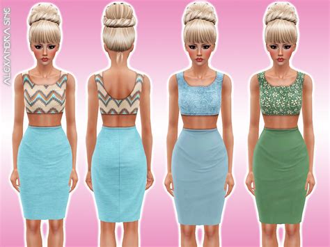 The Sims Resource Crop Top And Midi Skirt