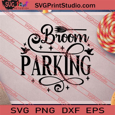 Broom Parking Halloween SVG PNG EPS DXF Silhouette Cut Files