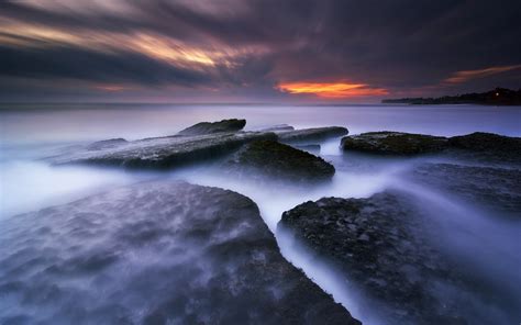 Wallpaper Sunlight Sunset Sea Water Rock Nature Shore