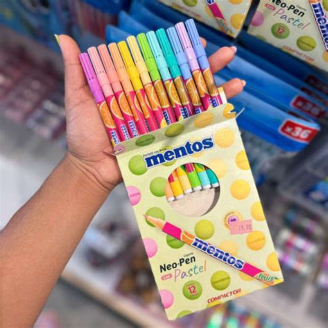Canetinhas Mentos - Canetinha Hidrocor Mentos Tons Pastel 12 Cores 2,0mm | Compactor