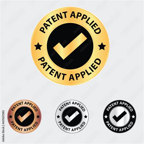 patent applied icon badge emble logo sign symbol stamp flat
