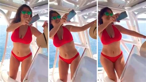 Salma Hayek Dances In A Red Bikini While Celebrating Her Th Birthday