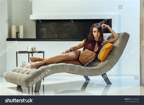 Beautiful Sexy Fitness Brunette Posing Interior Stock Photo Shutterstock
