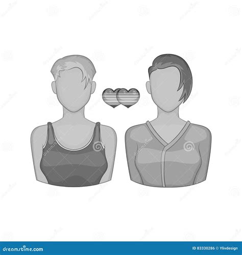 Lesbian Couple Icon Black Monochrome Style Stock Vector Illustration Of Gender Married
