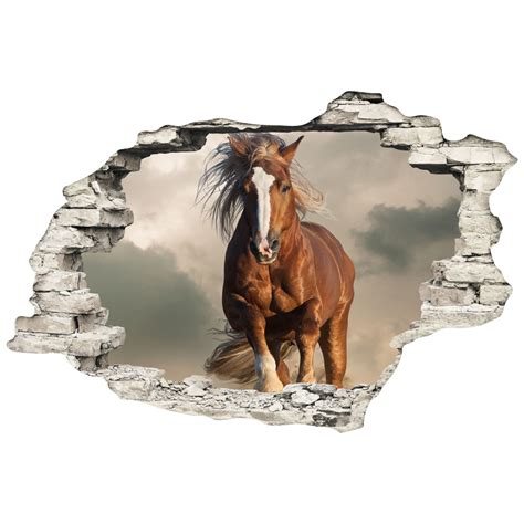 Sticker Trompe L Oeil Le Cheval Brun Stickers STICKERS ANIMAUX