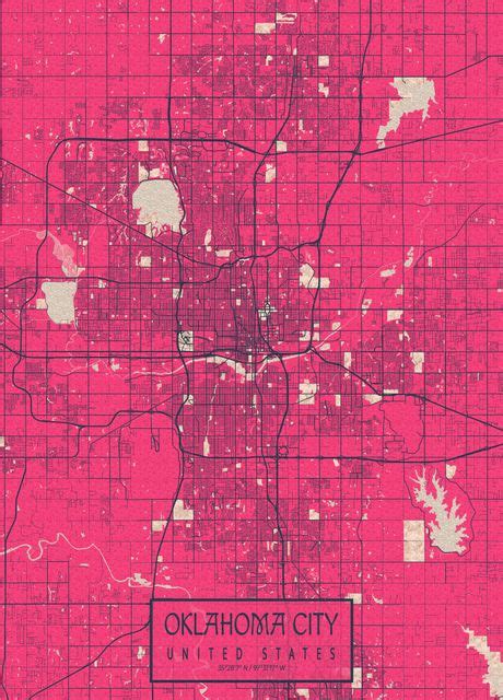 Oklahoma City Map Blossom Poster By Demap Studio Displate