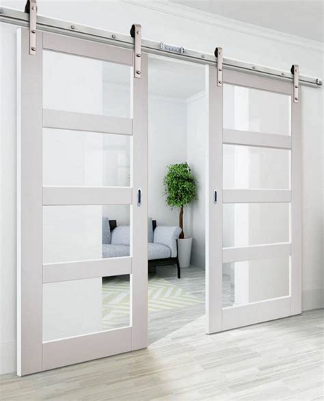 Interior Barn Doors With Clear Glass Builders Villa